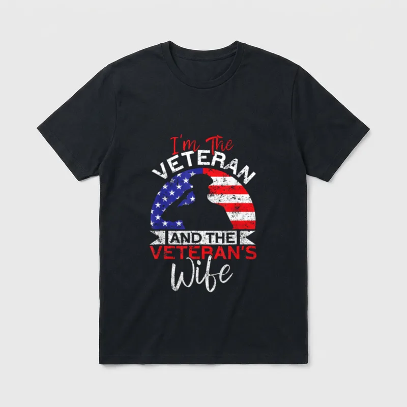 The Veteran Veteran's Wife Proud Saying T-Shirt – Classic T-Shirt in Black