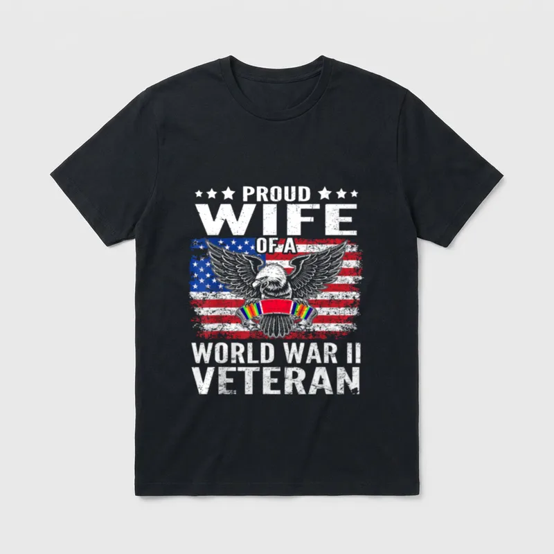 Proud Wife of a WWII Veteran T-Shirt – Classic T-Shirt in Black