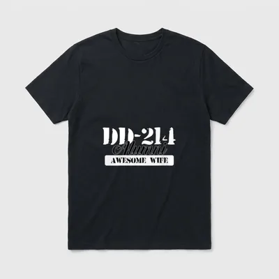 Wife Proud Veteran DD-214 Alumni T-Shirt – DD-214 Alumni Awesome Wife text design – Classic T-Shirt in Black