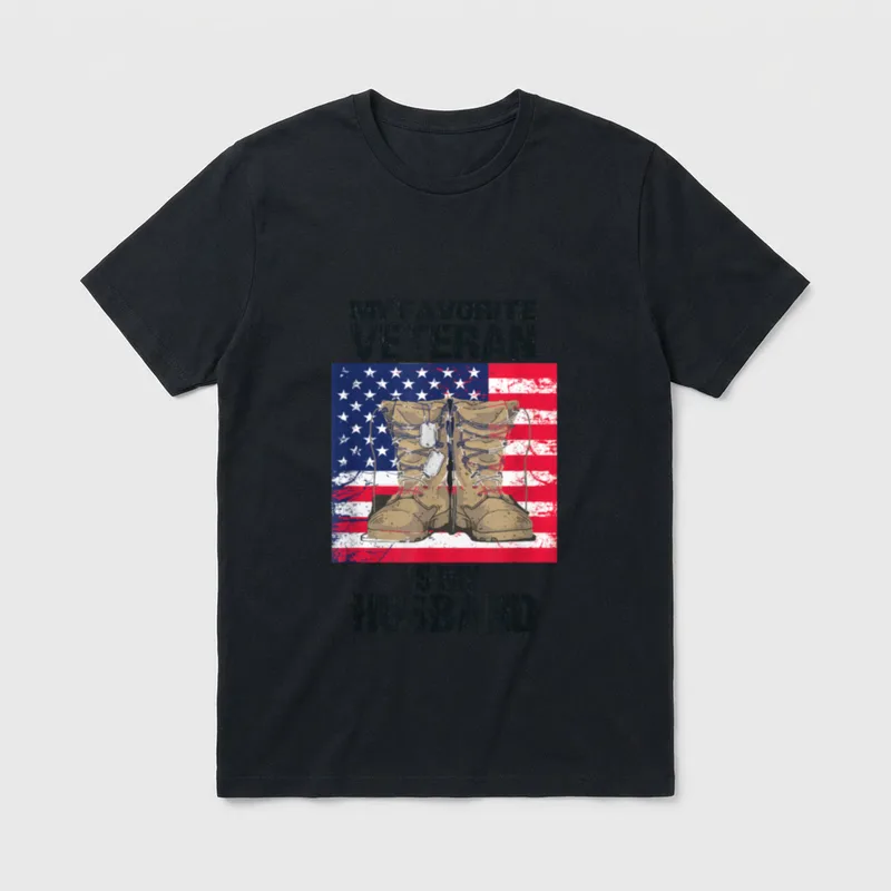 Veteran Husband Veterans Day Spouse Wife T-Shirt – Classic T-Shirt in Black