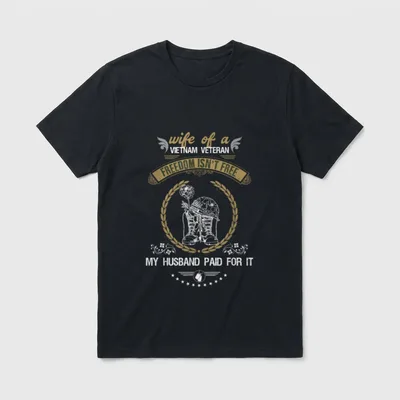 Wife Vietnam Veteran Patriot Patriotic T-Shirt – Classic T-Shirt in Black