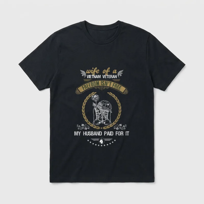 Wife Vietnam Veteran Patriot Patriotic T-Shirt – Classic T-Shirt in Black