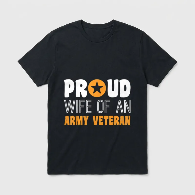 Wife of Army Veteran Proud Lightweight T-Shirt – Classic T-Shirt in Black