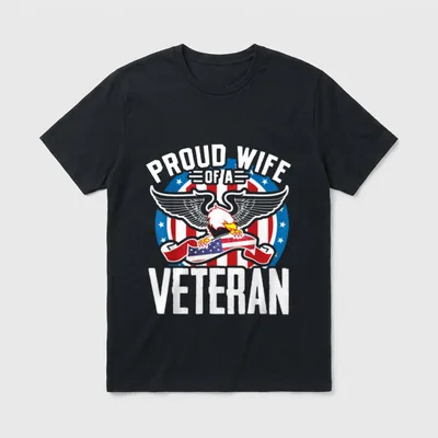 Proud Wife of Veteran Nothing Scares T-Shirt – Classic T-Shirt in Black
