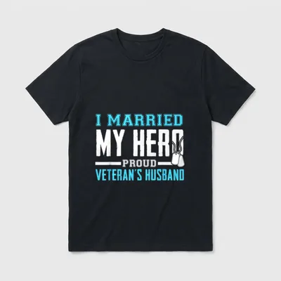 I Married My Hero Veterans Husband T-Shirt – Classic T-Shirt in Black