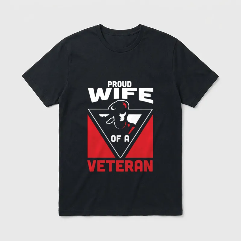 Proud Wife of a Veteran Soldier T-Shirt – Classic T-Shirt in Black