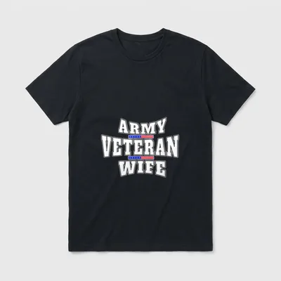 Army Veteran Proud Wife American Flag T-Shirt – Classic T-Shirt in Black