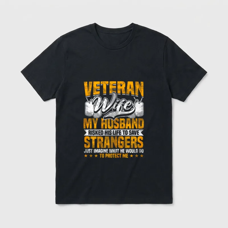 Veteran Woman Army Husband Soldier Saying T-Shirt – Classic T-Shirt in Black