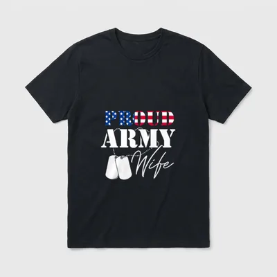 Army Wife Veterans Day Military Patriotic T-Shirt – Classic T-Shirt in Black
