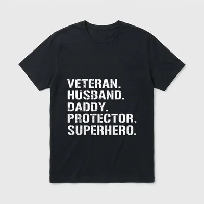 Fathers Day Veteran Husband Daddy Protector T-Shirt – Classic T-Shirt in Black