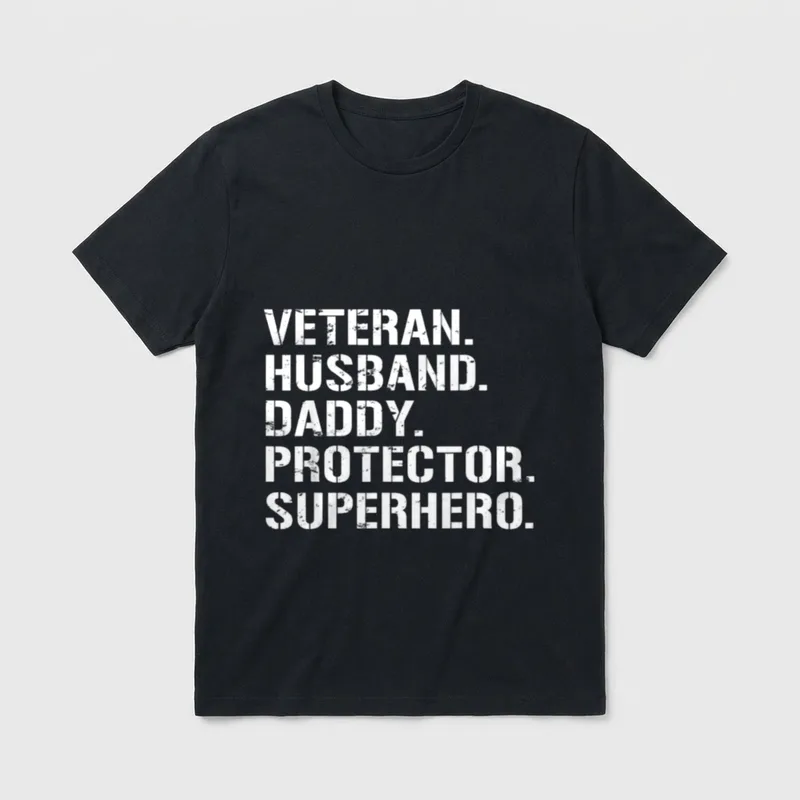 Fathers Day Veteran Husband Daddy Protector T-Shirt – Classic T-Shirt in Black