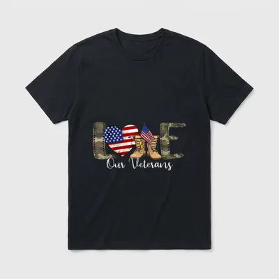 American Flag Veterans Day T-Shirt – Classic T-Shirt in Black