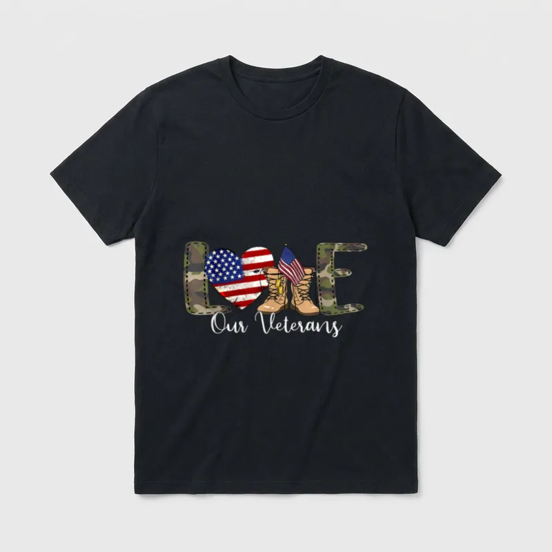 American Flag Veterans Day T-Shirt – Classic T-Shirt in Black