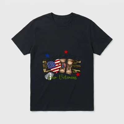 Love Our Veterans American Flag T-Shirt – Classic T-Shirt in Black