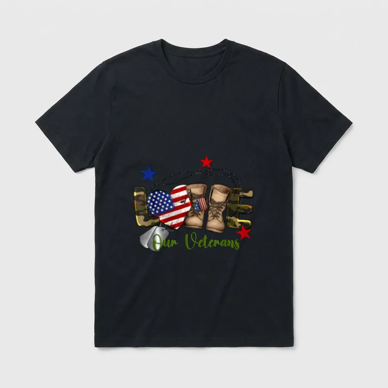 Love Our Veterans American Flag T-Shirt – Classic T-Shirt in Black