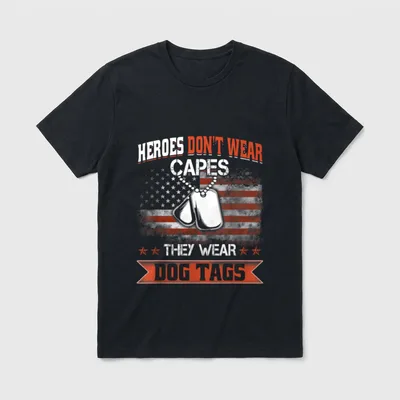 Veterans Day Heroes Dog Tags T-Shirt – Classic T-Shirt in Black