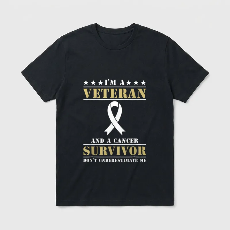 Military Veteran Cancer Survivor T-Shirt – Classic T-Shirt in Black