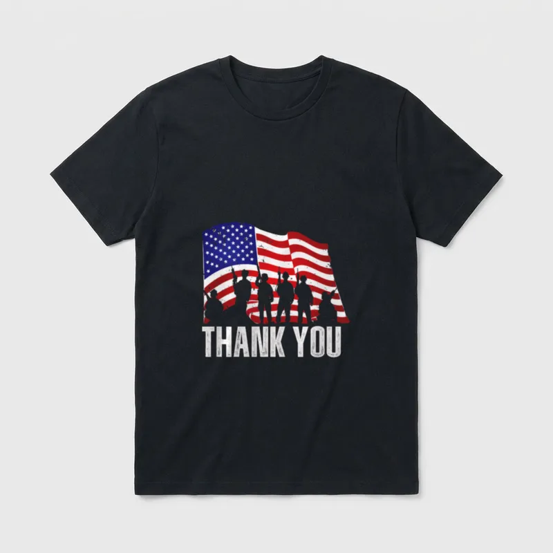 American Flag Patriotic Veterans T-Shirt – Classic T-Shirt in Black