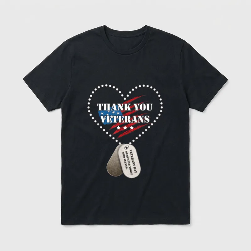 Veteran Appreciation Patriotic T-Shirt – "THANK YOU VETERANS" with shield and claw marks – Classic T-Shirt in Black