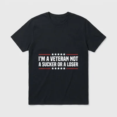 Military Veteran Respect T-Shirt – I'M A VETERAN NOT A SUCKER OR A LOSER with five-point stars – Classic T-Shirt in Black