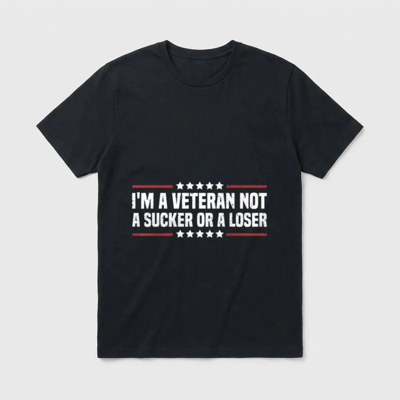 Military Veteran Respect T-Shirt – I'M A VETERAN NOT A SUCKER OR A LOSER with five-point stars – Classic T-Shirt in Black