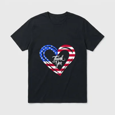 Patriotic Heart Veterans Support T-Shirt – Classic T-Shirt in Black