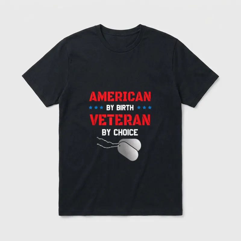 Veterans Day American Pride T-Shirt – American By Birth Veteran By Choice with dog tags – Classic T-Shirt in Black