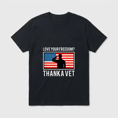American Veteran Patriotic Thank T-Shirt – Classic T-Shirt in Black