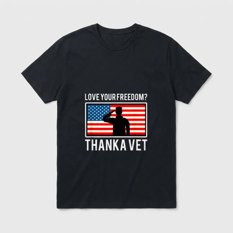 American Veteran Patriotic Thank T-Shirt – Classic T-Shirt in Black