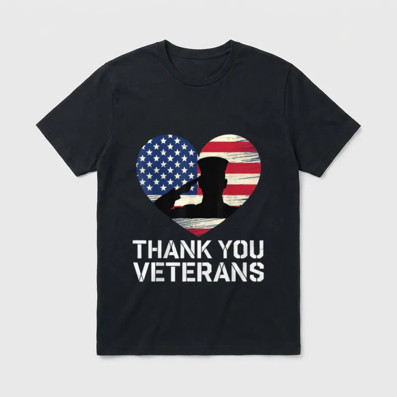 Patriotic Veterans Heart Flag T-Shirt – Classic T-Shirt in Black