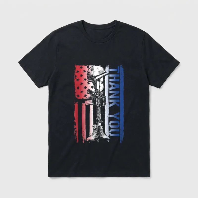 American Flag Military Appreciation Veterans T-Shirt – Classic T-Shirt in Black