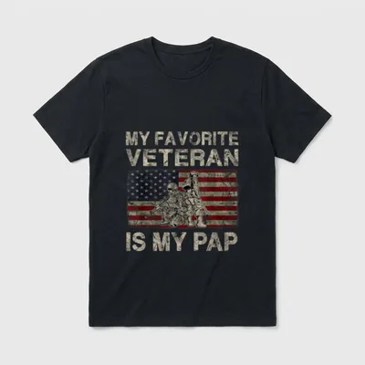 My Favorite Veteran Is Pap Veterans T-Shirt – Classic T-Shirt in Black