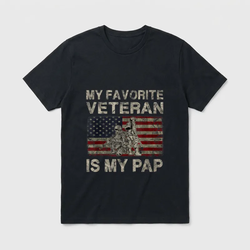 My Favorite Veteran Is Pap Veterans T-Shirt – Classic T-Shirt in Black