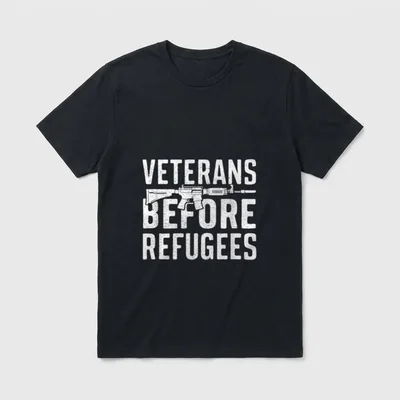 Veterans Before Refugees American Day T-Shirt – Classic T-Shirt in Black
