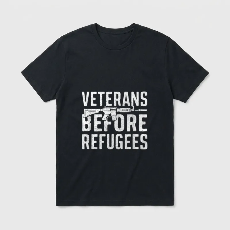 Veterans Before Refugees American Day T-Shirt – Classic T-Shirt in Black