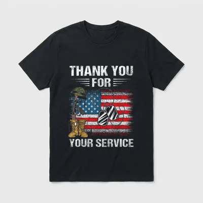 Veterans Day American Flag Veteran Thanks T-Shirt – Classic T-Shirt in Black