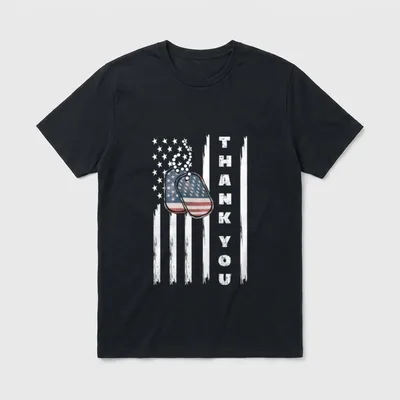 Thank You USA Flag for Veterans T-Shirt – Classic T-Shirt in Black
