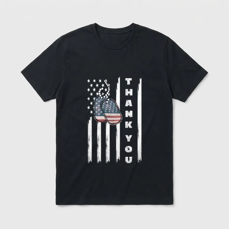 Thank You USA Flag for Veterans T-Shirt – Classic T-Shirt in Black