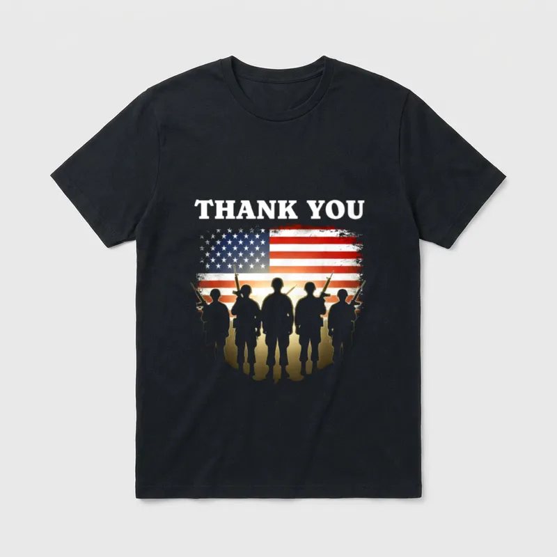 Thank You Military Veteran USA Flag T-Shirt – Classic T-Shirt in Black