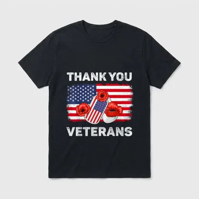 Thank You Veterans Day Tribute American T-Shirt – Classic T-Shirt in Black