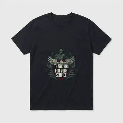 Military Veteran Eagle T-Shirt – Eagle and soldier silhouette with Thank You For Your Service text – Classic T-Shirt in Black