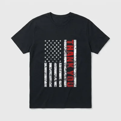 American Flag Thank You Veterans Event T-Shirt – Classic T-Shirt in Black