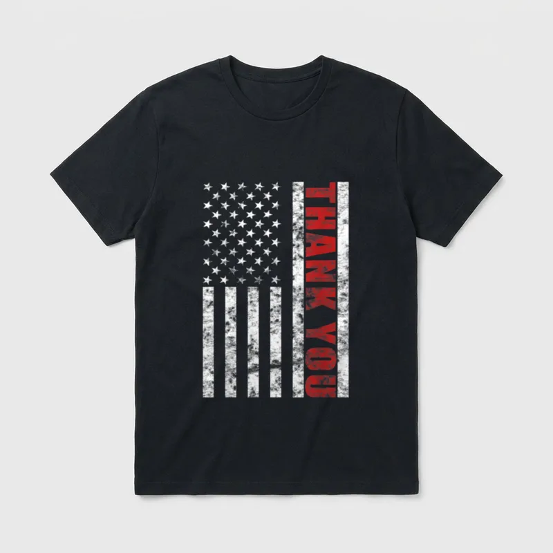American Flag Thank You Veterans Event T-Shirt – Classic T-Shirt in Black