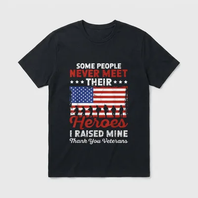 Raised My Hero Thank You Veterans T-Shirt – Classic T-Shirt in Black