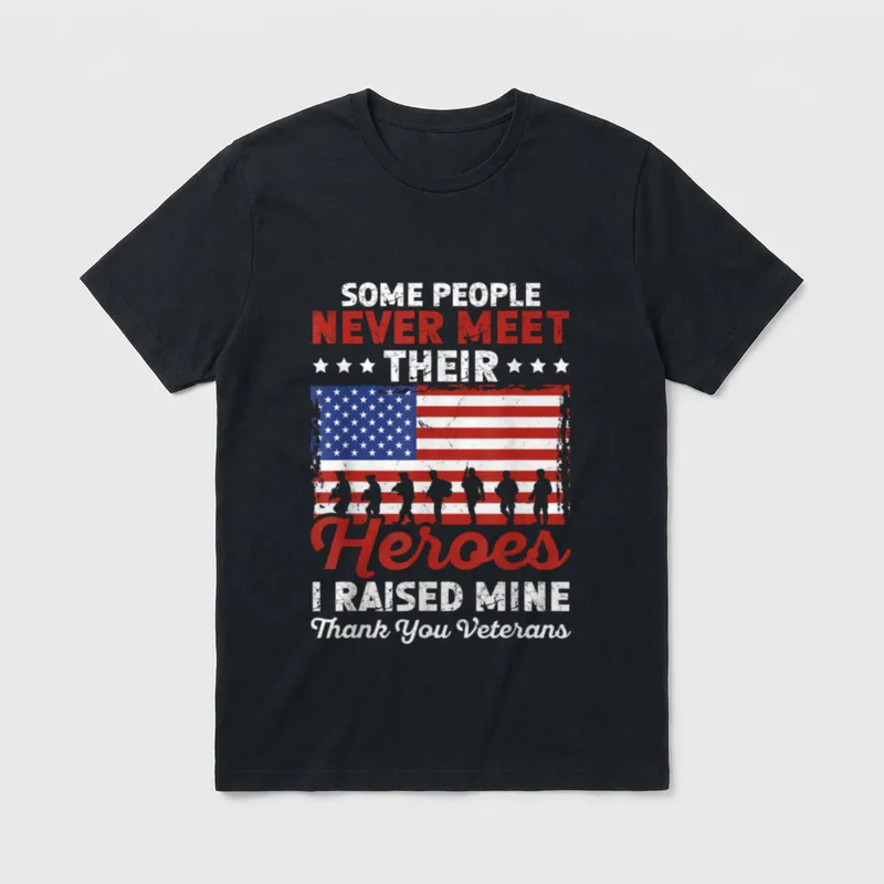 Raised My Hero Thank You Veterans T-Shirt – Classic T-Shirt in Black