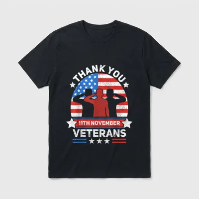 Thank You Veterans Day Patriotic American T-Shirt – Classic T-Shirt in Black