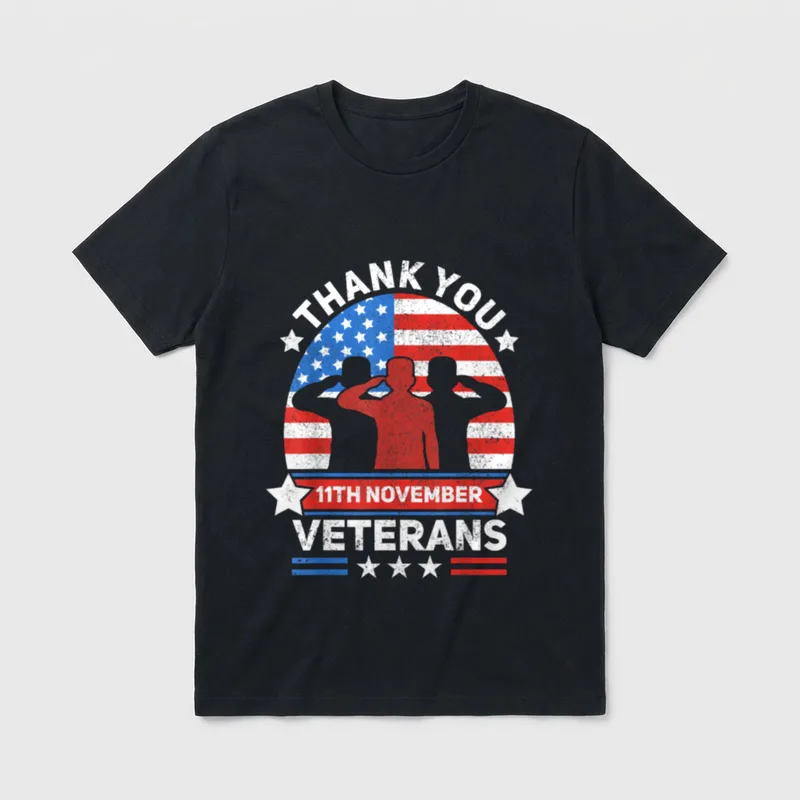 Thank You Veterans Day Patriotic American T-Shirt – Classic T-Shirt in Black