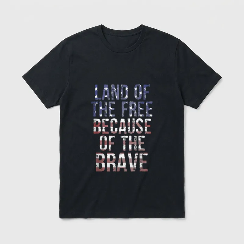 Veteran's Day LAND of FREE BECAUSE T-Shirt – Classic T-Shirt in Black
