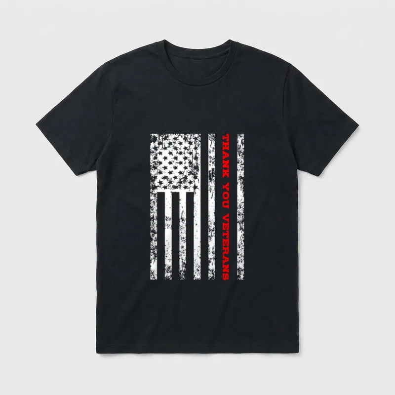 Thank You Veterans Military Day American T-Shirt – Classic T-Shirt in Black