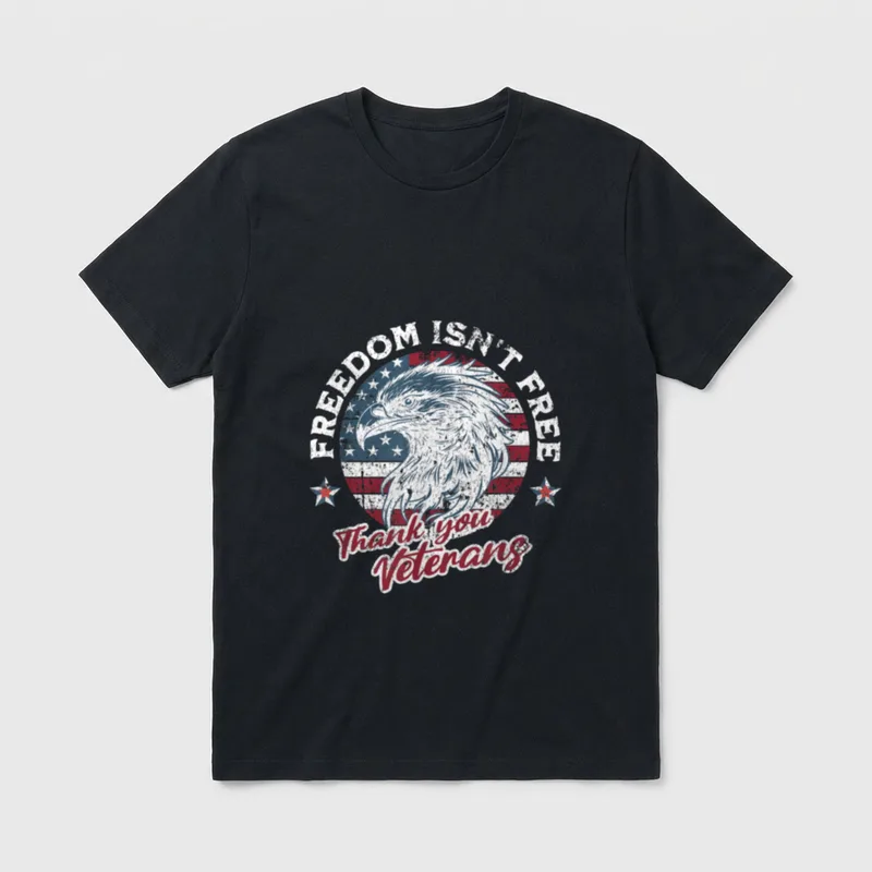 Free Thank You Veterans Day Patriotic T-Shirt – Classic T-Shirt in Black